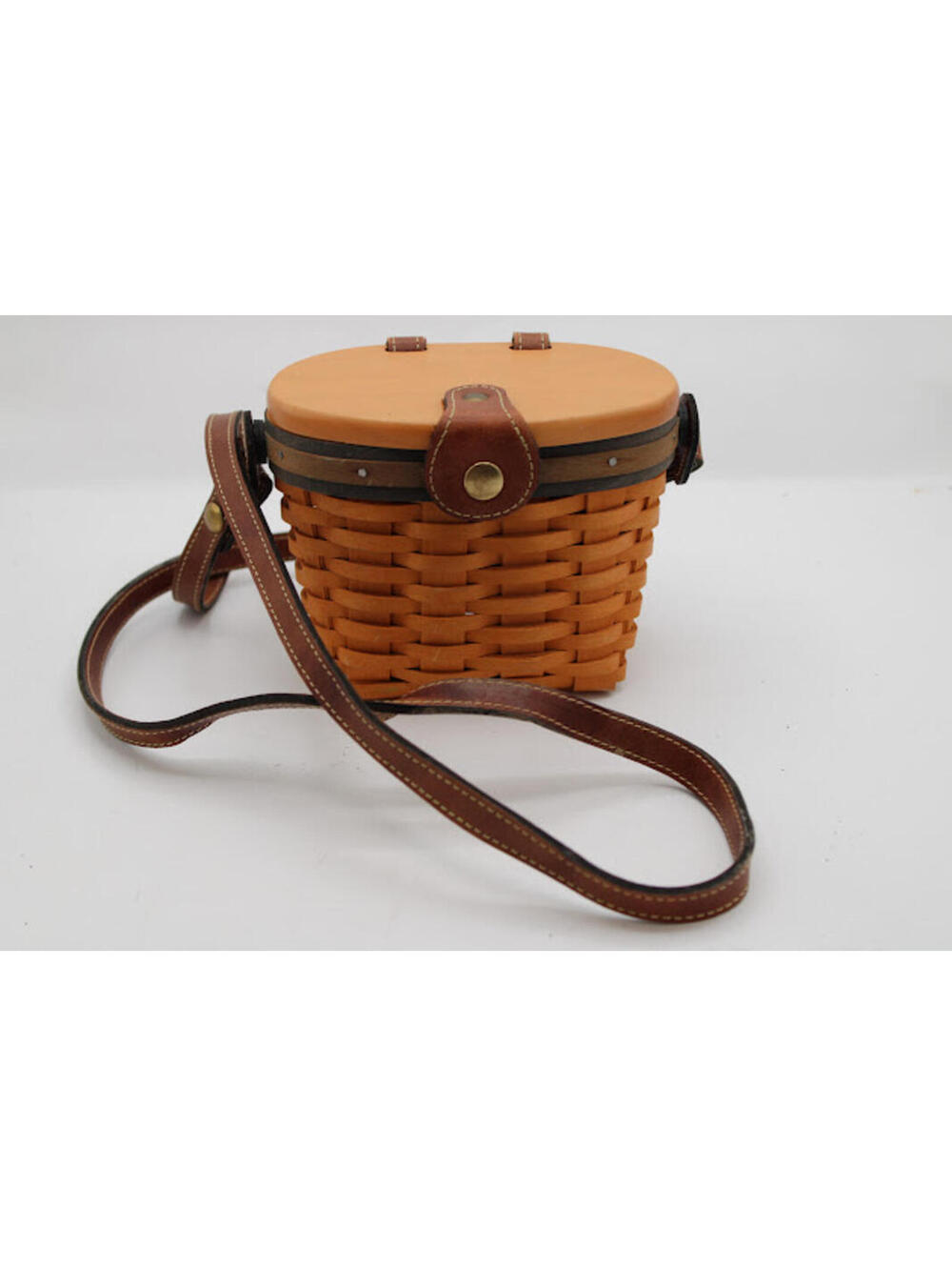 Longaberger 2000 Saddlebrook Woven Basket Purse with Leather Strap